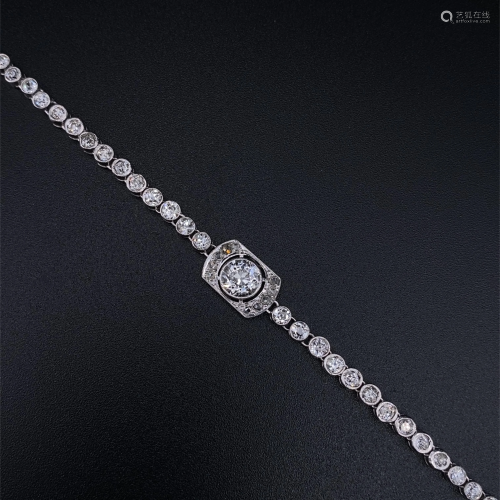 Art Deco Tennis Diamonds & 18k Gold Bracelet