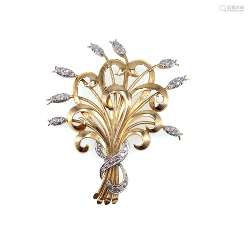 Antique Diamonds 18k gold Platinum Flower Bouquet