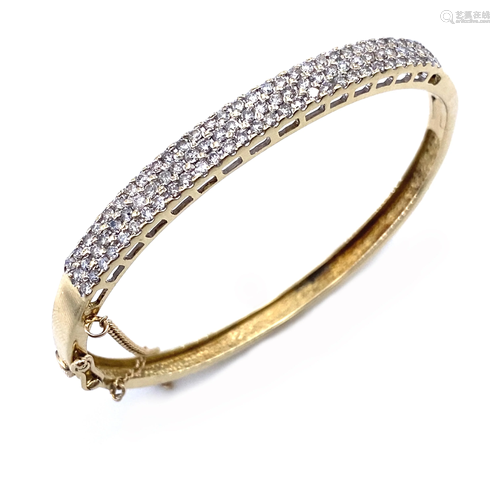 Pave Diamonds & 14k gold Bangle