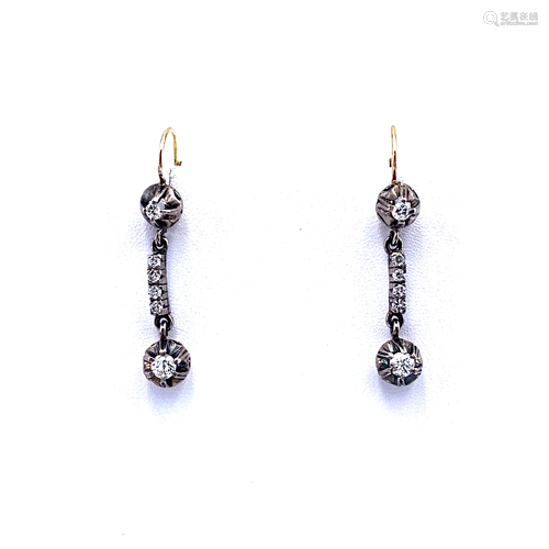 Art Deco Diamonds, 18k Gold & Platinum Drop Earrings