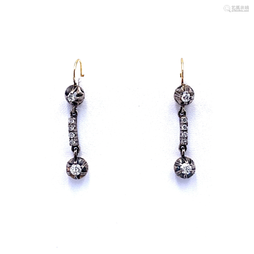 Art Deco Diamonds, 18k Gold & Platinum Drop Earrings