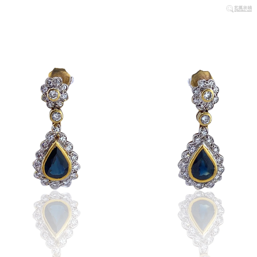 Rosetta Sapphires Diamonds 18k Gold Earrings