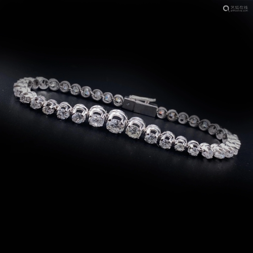 Art Deco Tennis Diamonds & Platinum Bracelet