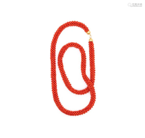 Italian Necklace in 18k Gold & Red Corals