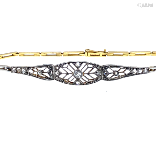 Art Deco Diamonds, 18k Gold & Platinum Bracelet