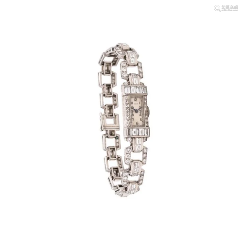 Art deco Platinum & Diamonds lady Wristwatch