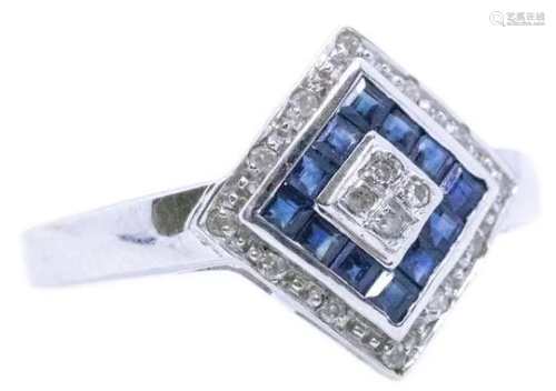 Art deco Sapphire & Diamonds 14k Ring