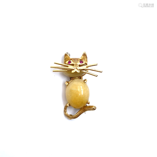 Aldo Garavelli Retro 18k Gold Cat Brooch