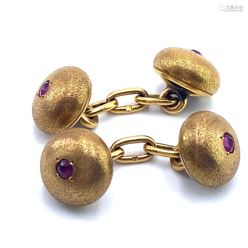 Art Deco Rubies 18k Gold Doble Cufflinks