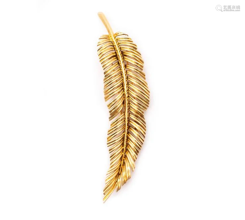 VAN CLEEF & ARPELS PARIS feather 18k Brooch