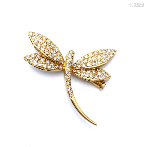 Diamonds & 18k Gold Dragonfly Brooch