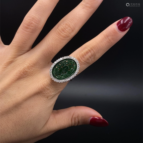 Jade Diamonds Platinum Ring