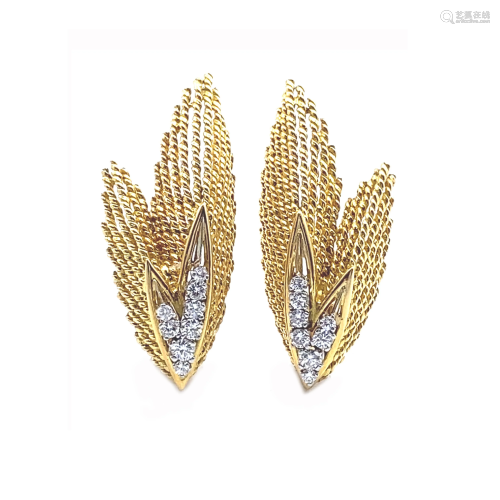 Textured French Diamonds & 18k Gold Earrings