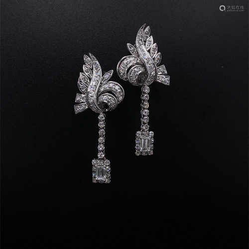 Art Deco Diamonds & Platinum Drop Earrings
