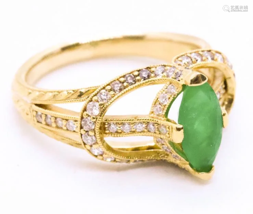 Emerald & Diamonds 18k Gold Ring