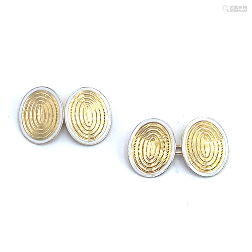 18k Gold & Enamel French hallmark Cufflinks