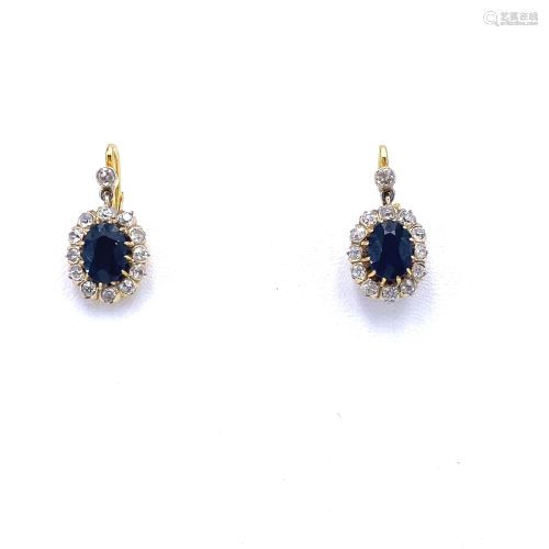 Antique Sapphires, Diamonds & 18k Gold Rosetta Earrings