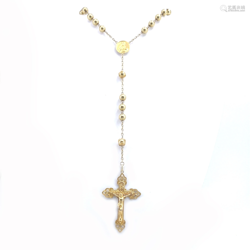 18K yellow Gold Rosary Beads Necklace with Madonna