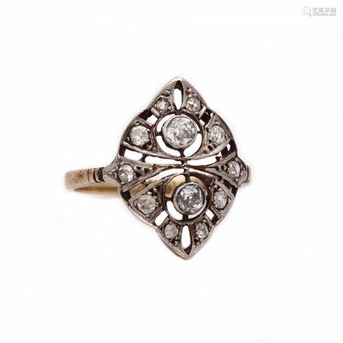 Edwardian Diamonds Platinum & 18k Gold Ring