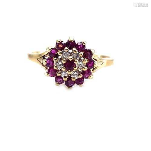 Rubies, Diamonds 14k gold Ring