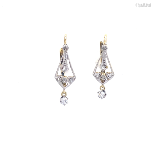 Art Deco Diamonds & 18k Gold Drop Earrings