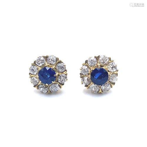 Antique Diamonds, Sapphires & 18k Gold Drop Earrings