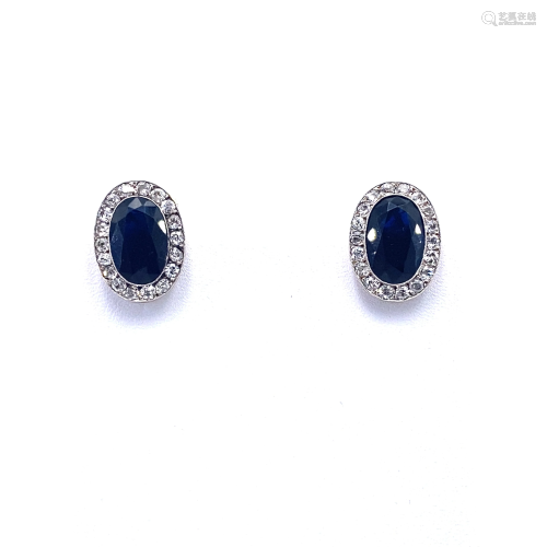 Antique Synthetic Spinel, Diamonds & 18k Gold Earrings