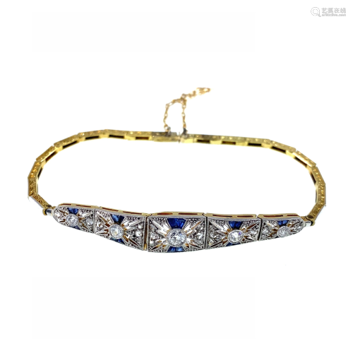 Art Deco Sapphires, Diamonds, 18k Gold & Platinum