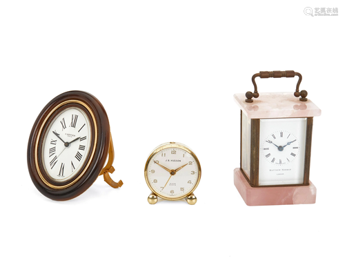 Three Swiss diminutive table clocks