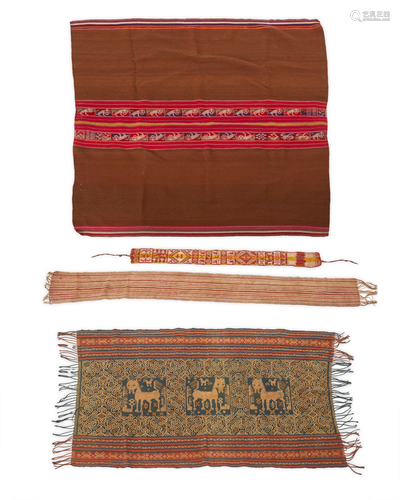 A group of Indonesian and South American textiles