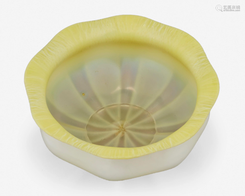 A L.C. Tiffany yellow opalescent Favrile glass bowl