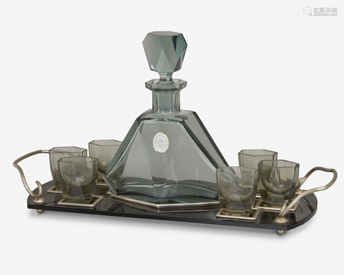 A Moser cut glass aperitif set