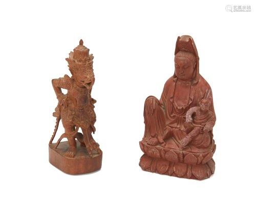 Two Asian carved wood figures