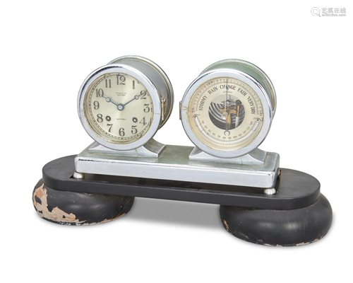 A Tiffany & Co. ship's bell clock and barometer