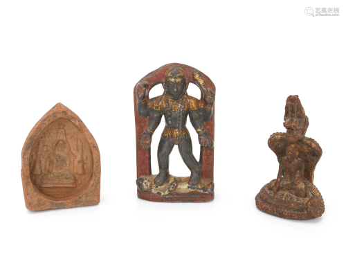 Three South Asian devotional figures
