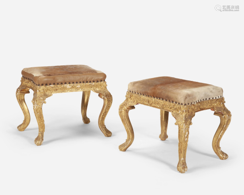 A pair of Continental carved giltwood benches