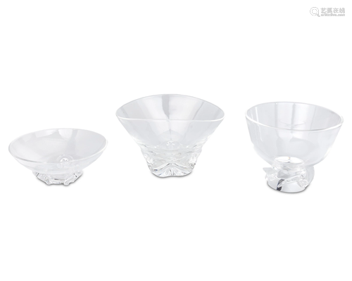 Three Steuben glass bowls