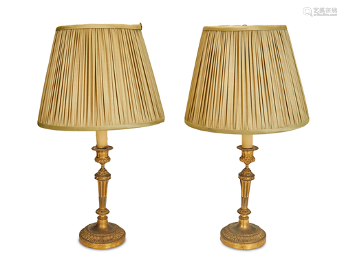 A pair of French Louis XVI-style boudoir candle lamps