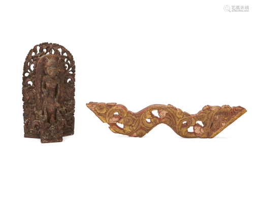 Two Indonesian carved wood items