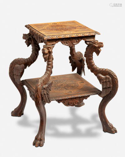 A Continental carved wood side table