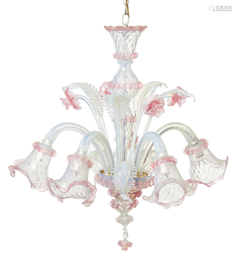 A Venetian glass chandelier