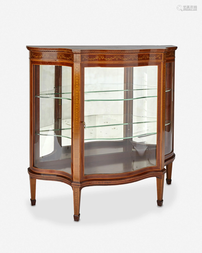 An English Edwardian marquetry vitrine