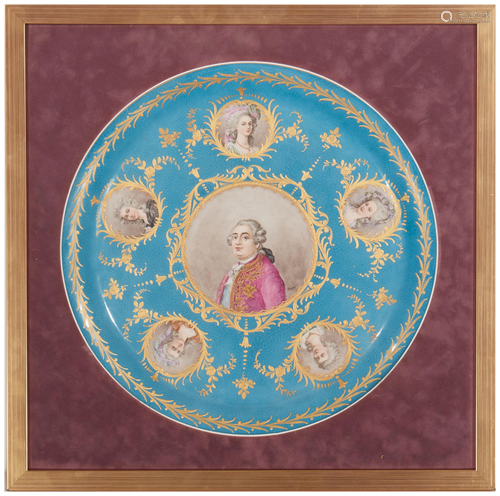 A Sevres-style framed porcelain portrait plaque