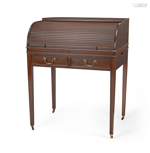 An English Edwardian cylinder desk