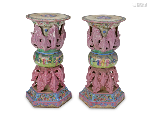 A pair of Chinese ceramic plant stands