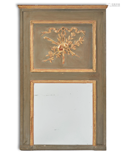 A French parcel gilt carved wood trumeau mirror