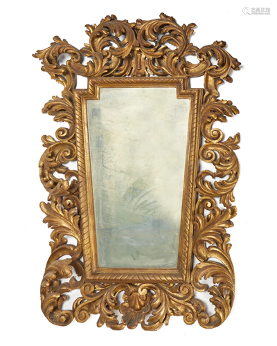 An Italian carved giltwood wall mirror