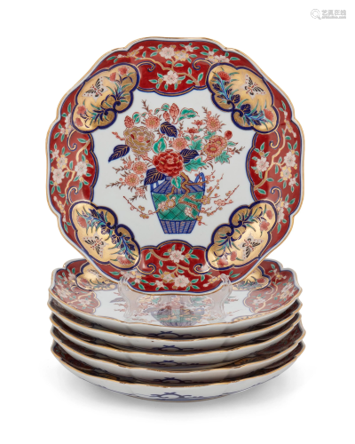 Six Chinese Imari porcelain plates