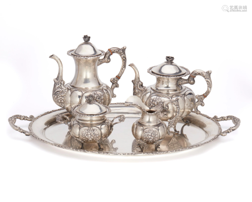 A German sterling silver tea and coffee service