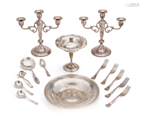 A group sterling silver table items